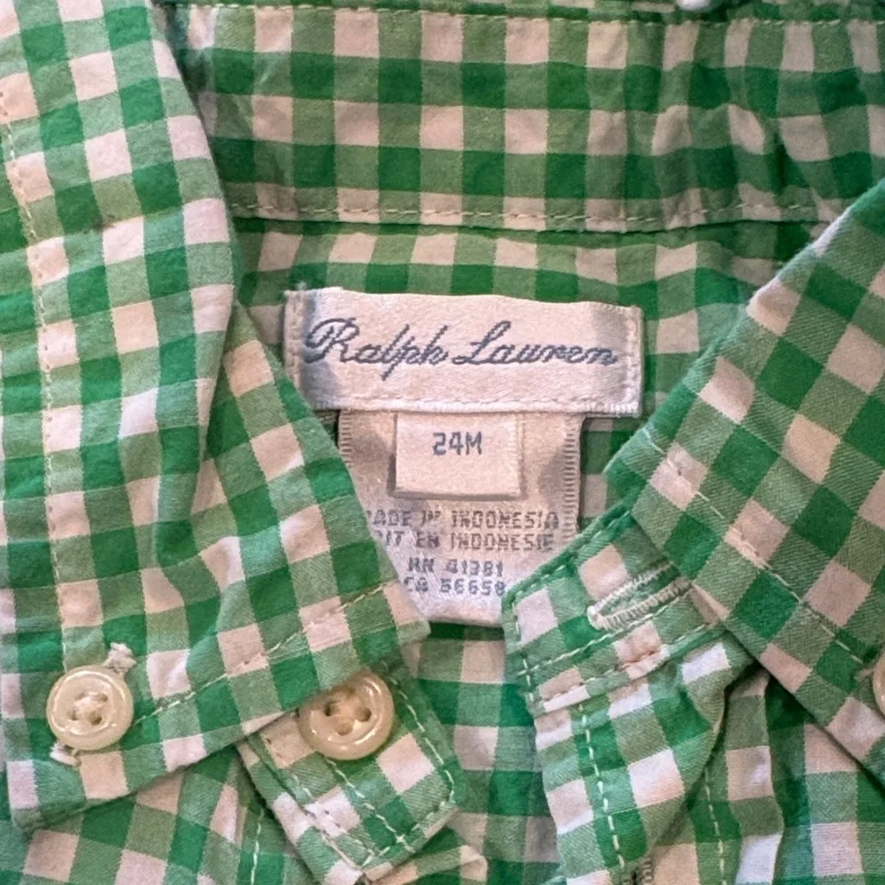 Ralph Lauren Kids Green Plaid Button-Down Shirt
